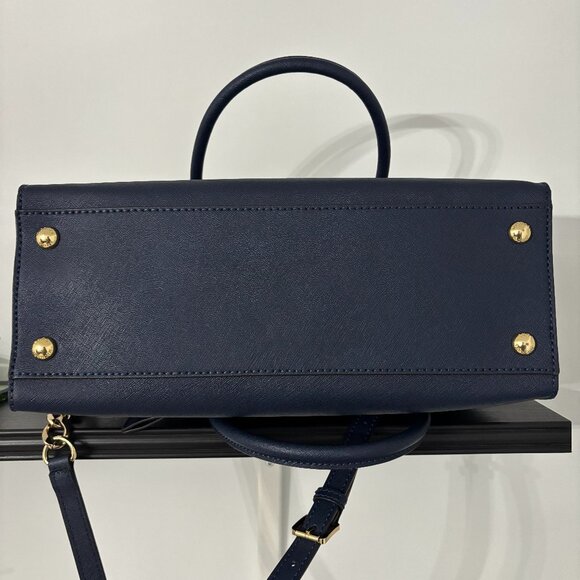 MICHAEL Michael Kors Navy Blue Leather North South Hamilton Tote - Picture 7 of 10